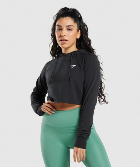 Sudadera Con Capucha Gymshark Entrenamiento Cropped Mujer Negras | ES4967-LD