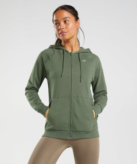 Sudadera Con Capucha Gymshark Entrenamiento Zip Mujer Verde Oliva | ES5823-UO