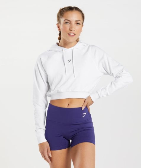 Sudadera Con Capucha Gymshark Entrenamiento Cropped Mujer Blancas | ES7098-WA