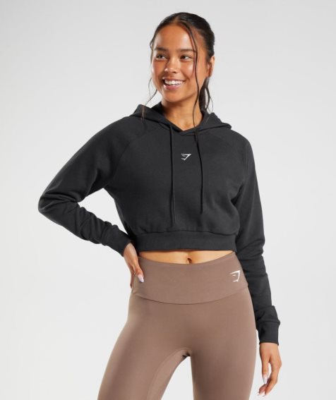 Sudadera Con Capucha Gymshark Entrenamiento Cropped Mujer Negras | ES8534-MD