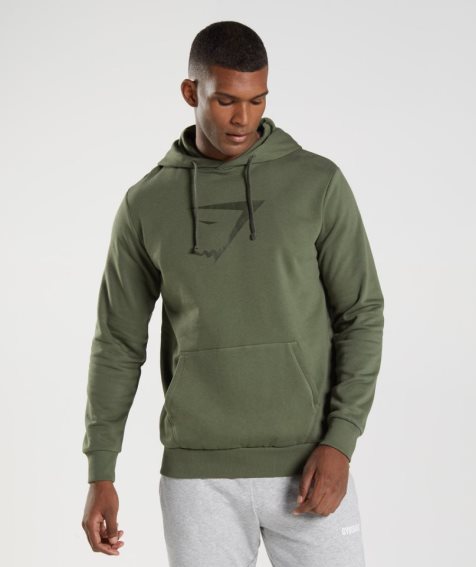 Sudadera Con Capucha Gymshark Sharkhead Infill Hombre Verde Oliva | ES4193-DI