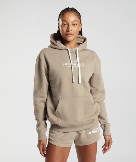 Sudadera Con Capucha Gymshark Social Club Oversized Mujer Kaki | ES4106-SC