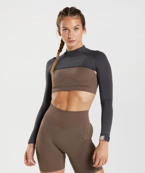 Sudaderas Gymshark Apex Seamless Shrug Mujer Negras | ES5027-RS