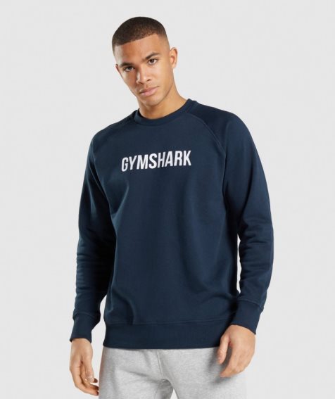 Sudaderas Gymshark Apollo Crew Hombre Azul Marino | ES8923-OK