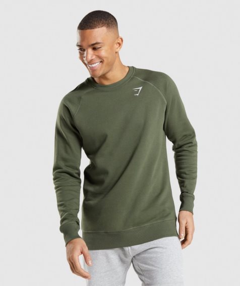 Sudaderas Gymshark Crest Hombre Verde Oliva | ES9063-OM