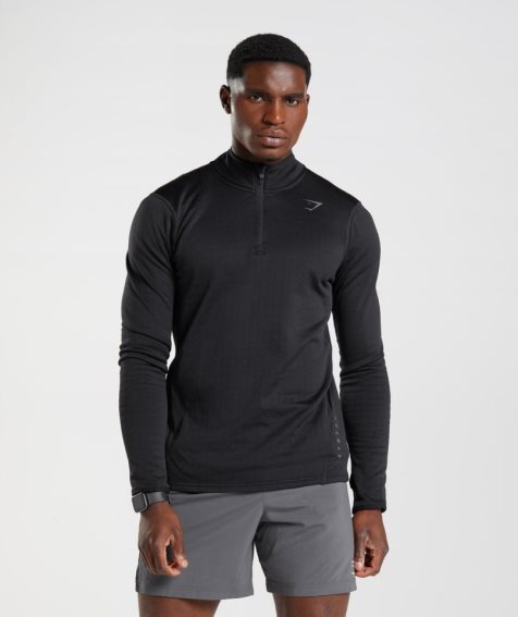 Sudaderas Gymshark Deporte 1/4 Zip Hombre Negras | ES9271-CU