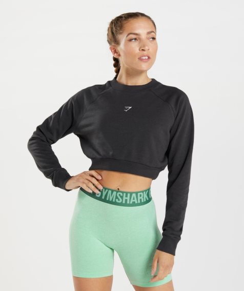 Sudaderas Gymshark Entrenamiento Cropped Mujer Negras | ES2380-BT