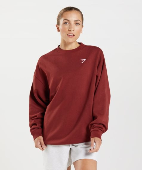 Sudaderas Gymshark Entrenamiento Oversized Mujer Rojas | ES1057-XN