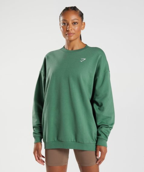 Sudaderas Gymshark Entrenamiento Oversized Mujer Verde | ES3562-YT