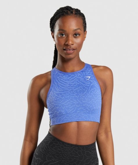 Sujetadores Deportivos Gymshark Adapt Animal Seamless Mujer Azules | ES6082-GO