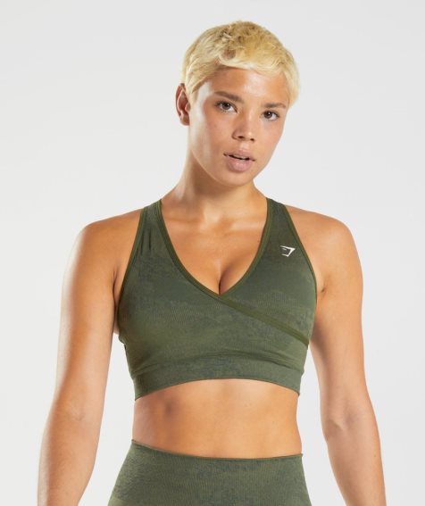 Sujetadores Deportivos Gymshark Adapt Camo Seamless Mujer Verde Oliva | ES1587-HX