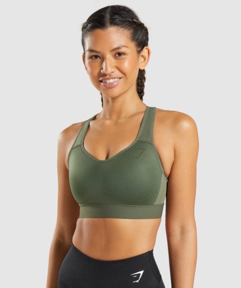 Sujetadores Deportivos Gymshark Ligeros High Support Mujer Verde Oliva | ES2679-UN