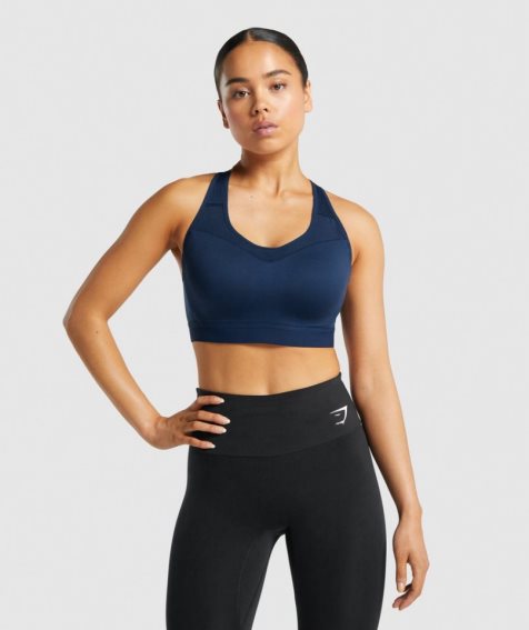 Sujetadores Deportivos Gymshark Open Back Mujer Azul Marino | ES1680-FZ