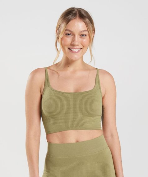 Sujetadores Deportivos Gymshark Pause Seamless Bralette Mujer Verde Oliva | ES6579-BM