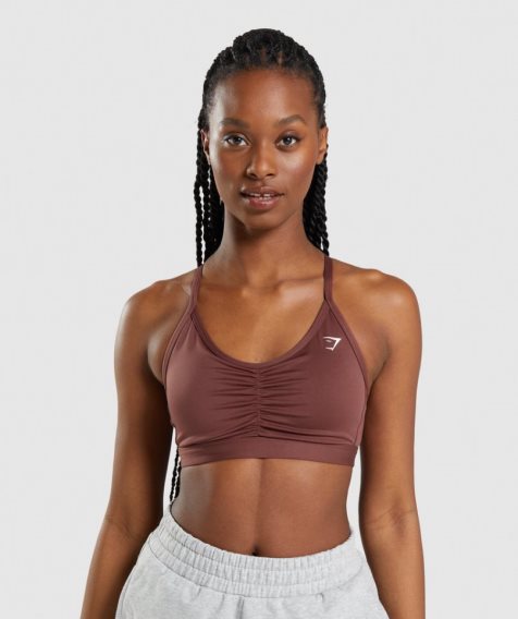 Sujetadores Deportivos Gymshark Ruched Mujer Marrones Oscuro | ES9021-CM