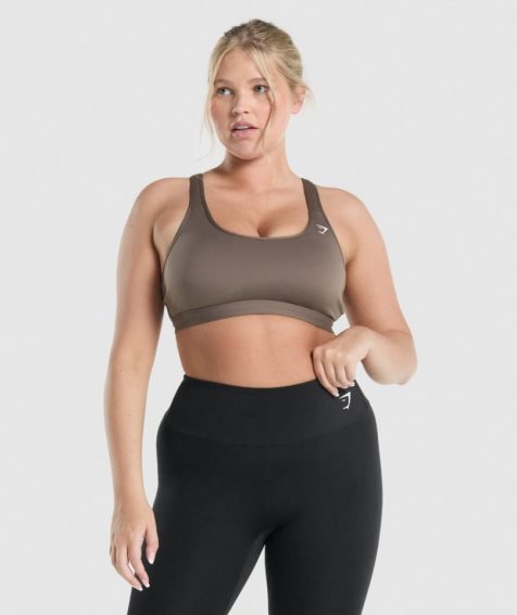 Sujetadores Deportivos Gymshark Scoop Neck Mujer Marrones | ES3174-DI