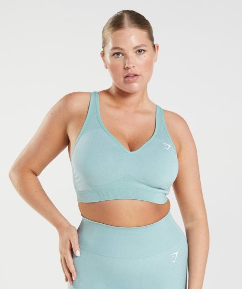 Sujetadores Deportivos Gymshark Vital Seamless 2.0 V Neck Mujer Turquesa Claro | ES7890-GX