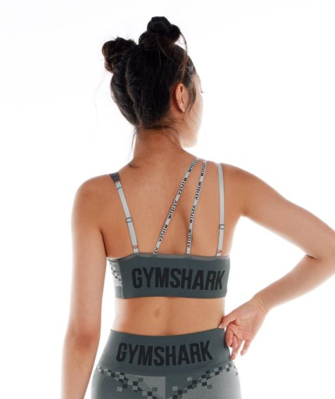 Sujetadores Deportivos Gymshark Wtflex Cyborg Seamless Mujer Gris Verde | ES5120-NB