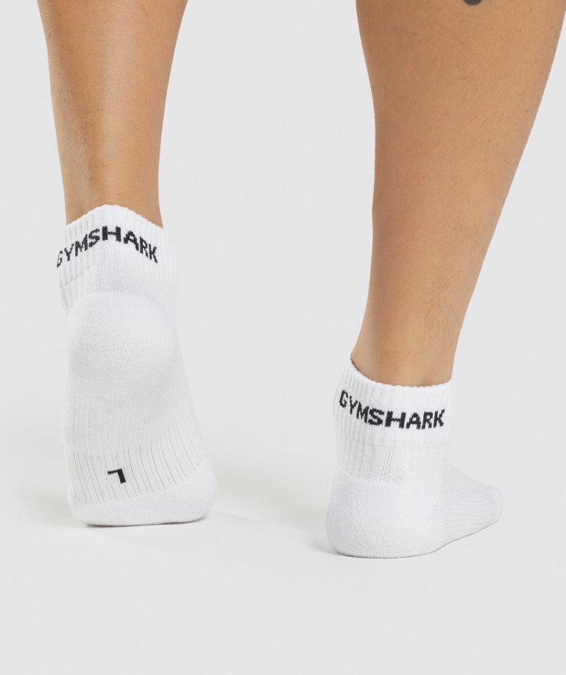 Calcetines Gymshark Jacquard Quarter 3pk Blancas | ES4813-GD