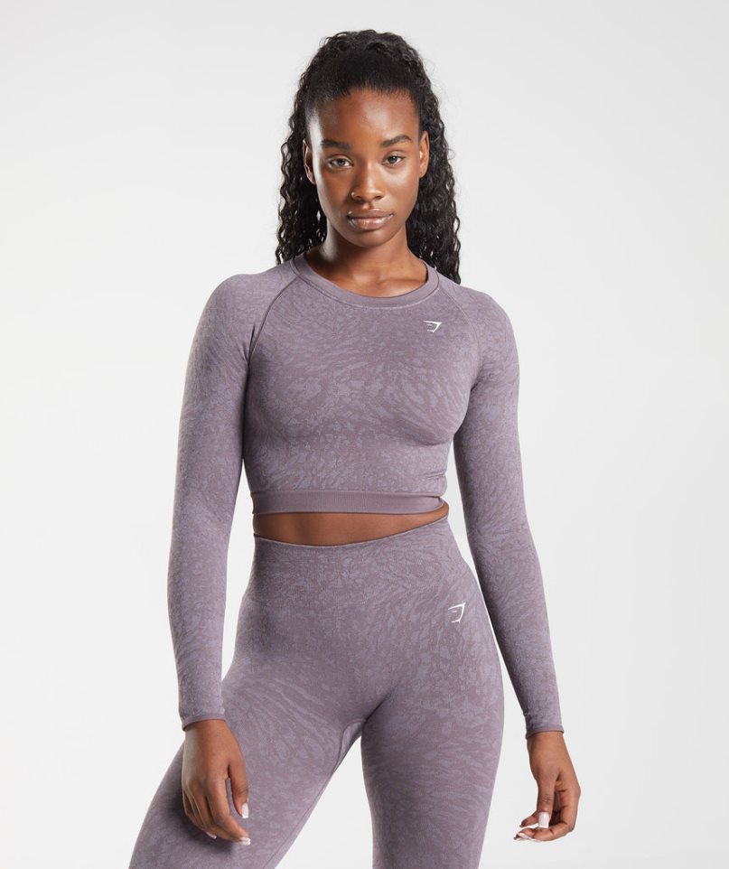 Camisa Recortada Gymshark Adapt Animal Seamless Encaje Up Back Mujer Moradas | ES2045-YZ