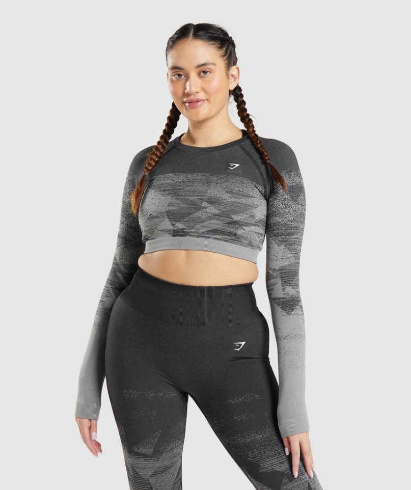 Camisa Recortada Gymshark Adapt Ombre Mujer Gris | ES0974-LP