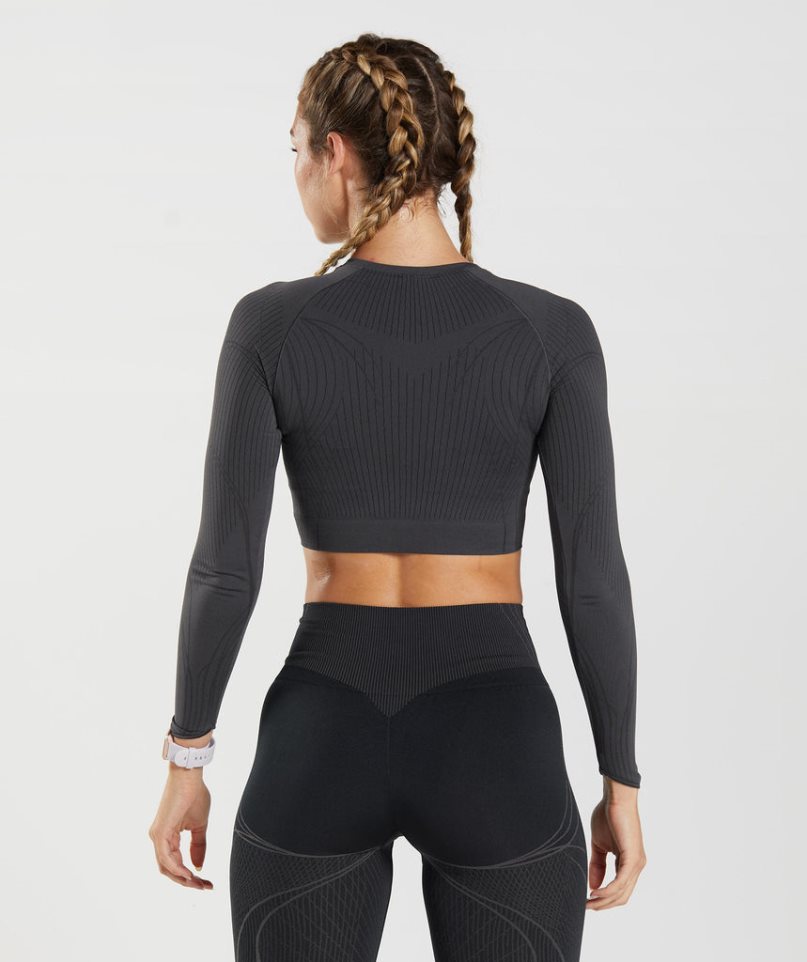 Camisa Recortada Gymshark Apex Seamless Mujer Negras | ES1459-WE