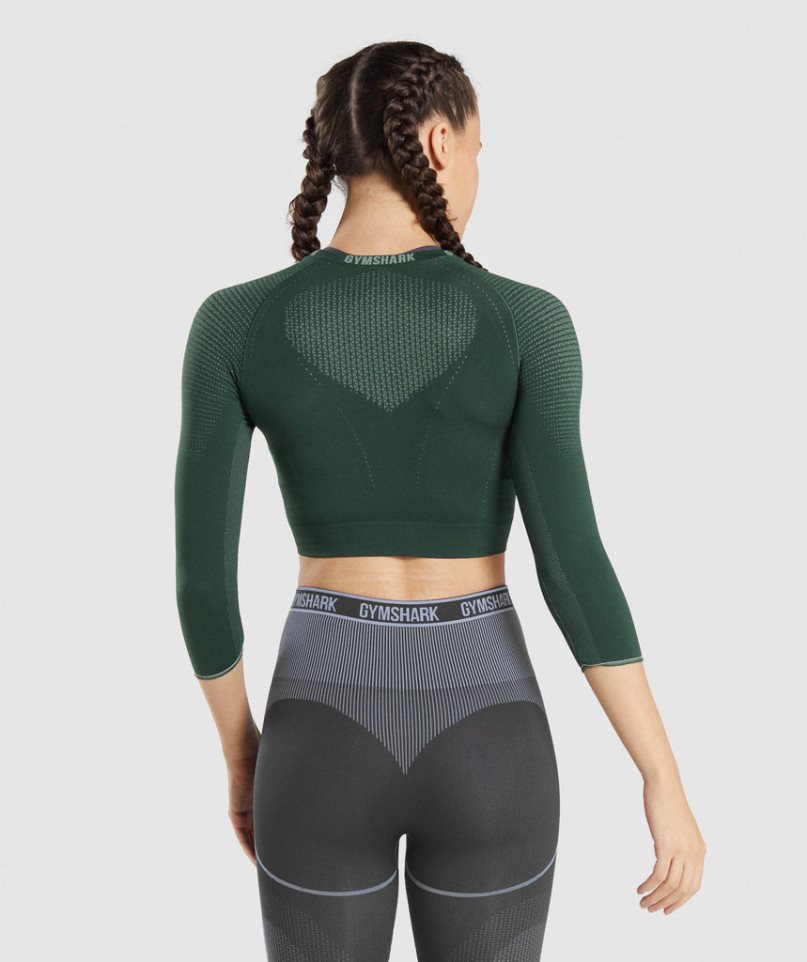 Camisa Recortada Gymshark Apex Seamless Mujer Verde Oscuro | ES5679-WM