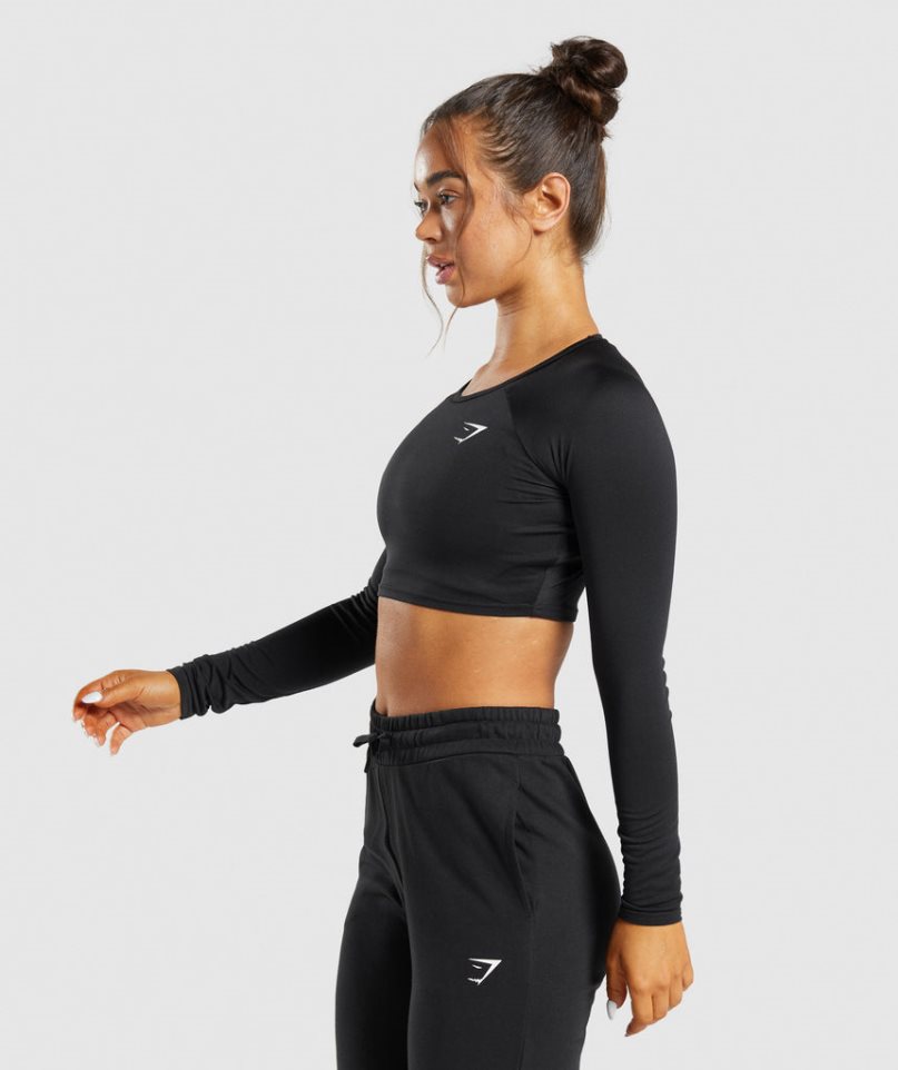 Camisa Recortada Gymshark Entrenamiento Long Sleeve Mujer Negras | ES3468-HE