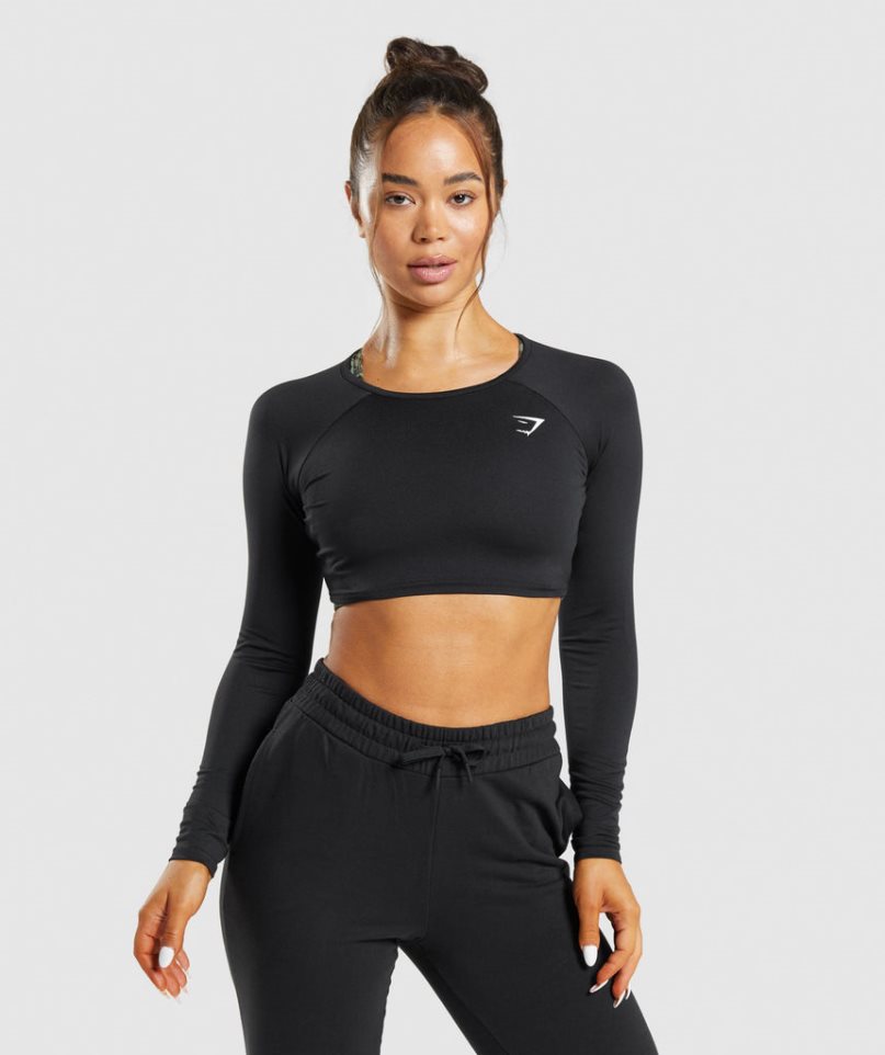 Camisa Recortada Gymshark Entrenamiento Long Sleeve Mujer Negras | ES3468-HE