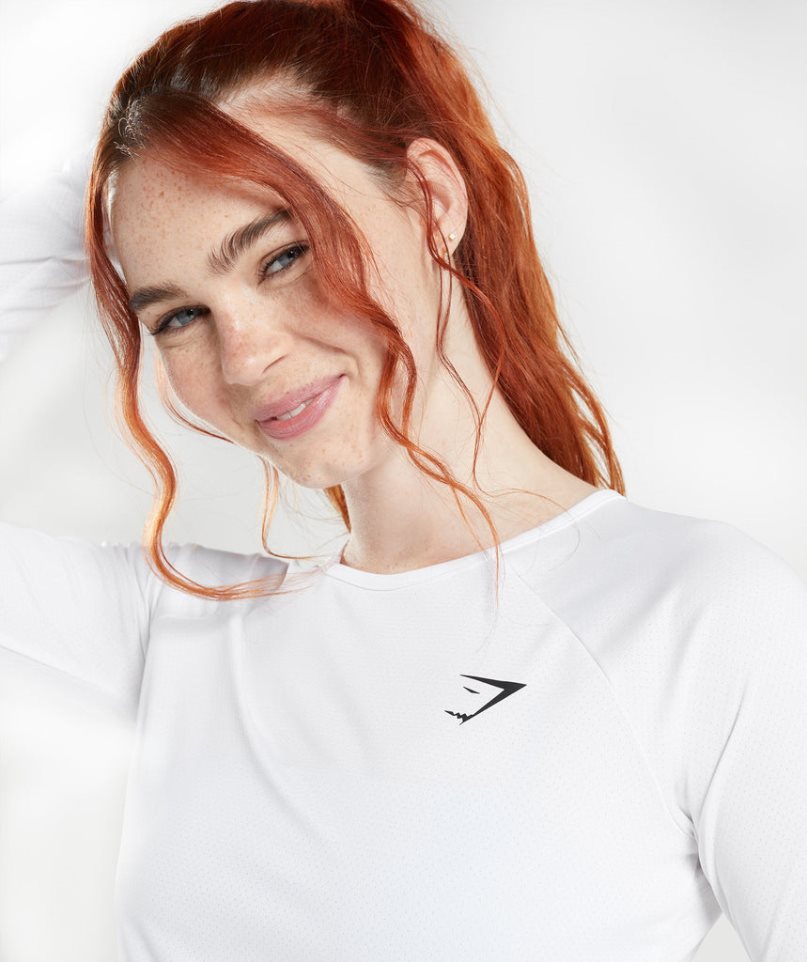 Camisa Recortada Gymshark Entrenamiento Long Sleeve Mujer Blancas | ES9105-NE