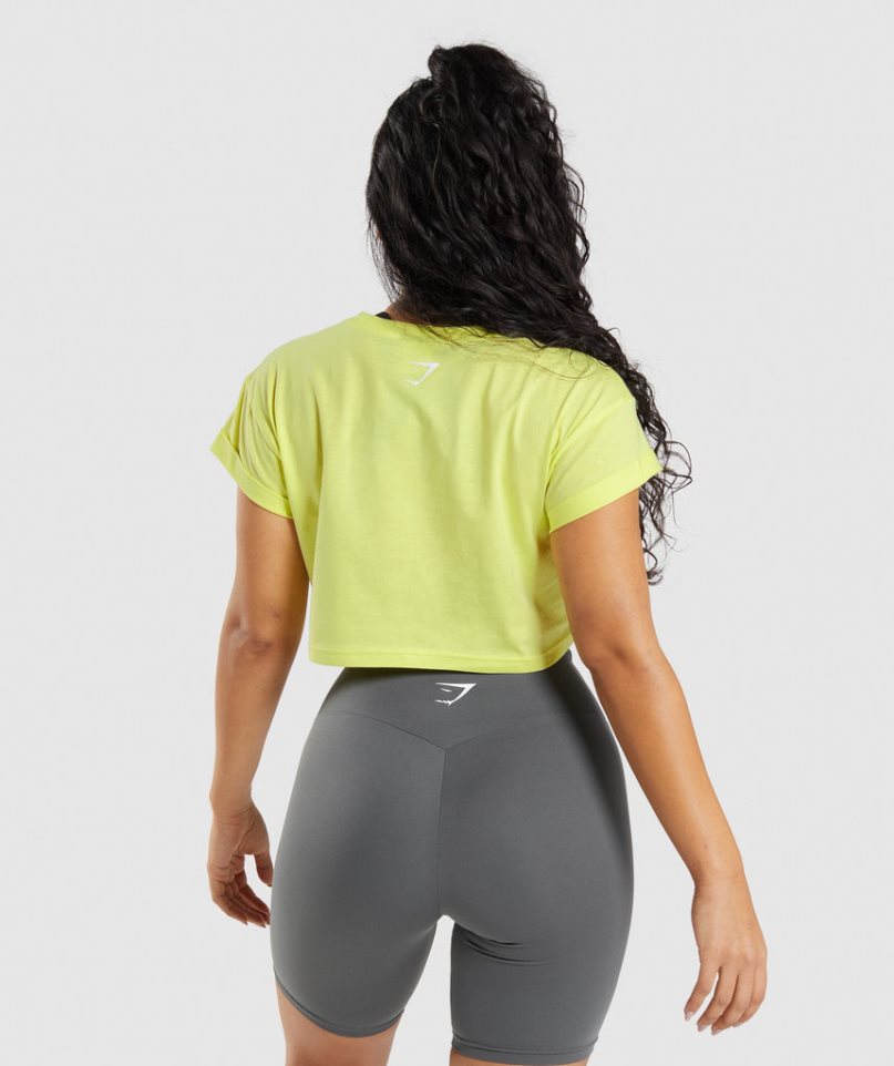 Camisa Recortada Gymshark Fraction Mujer Amarillo | ES7283-XH