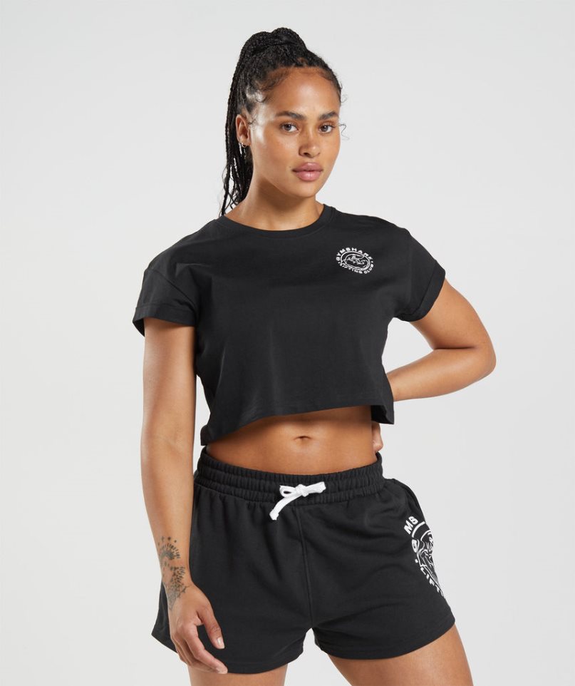 Camisa Recortada Gymshark Legacy Mujer Negras | ES9436-WH