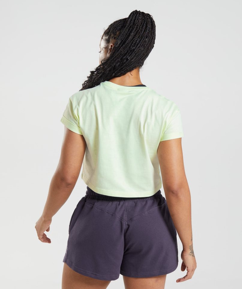 Camisa Recortada Gymshark Legacy Mujer Verde Menta | ES3491-TS