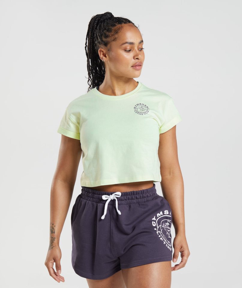 Camisa Recortada Gymshark Legacy Mujer Verde Menta | ES3491-TS