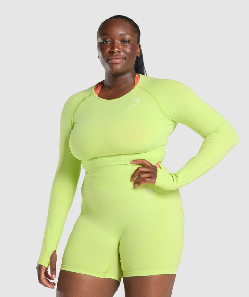 Camisa Recortada Gymshark Vital Seamless 2.0 Long Sleeve Mujer Amarillo | ES4105-FO