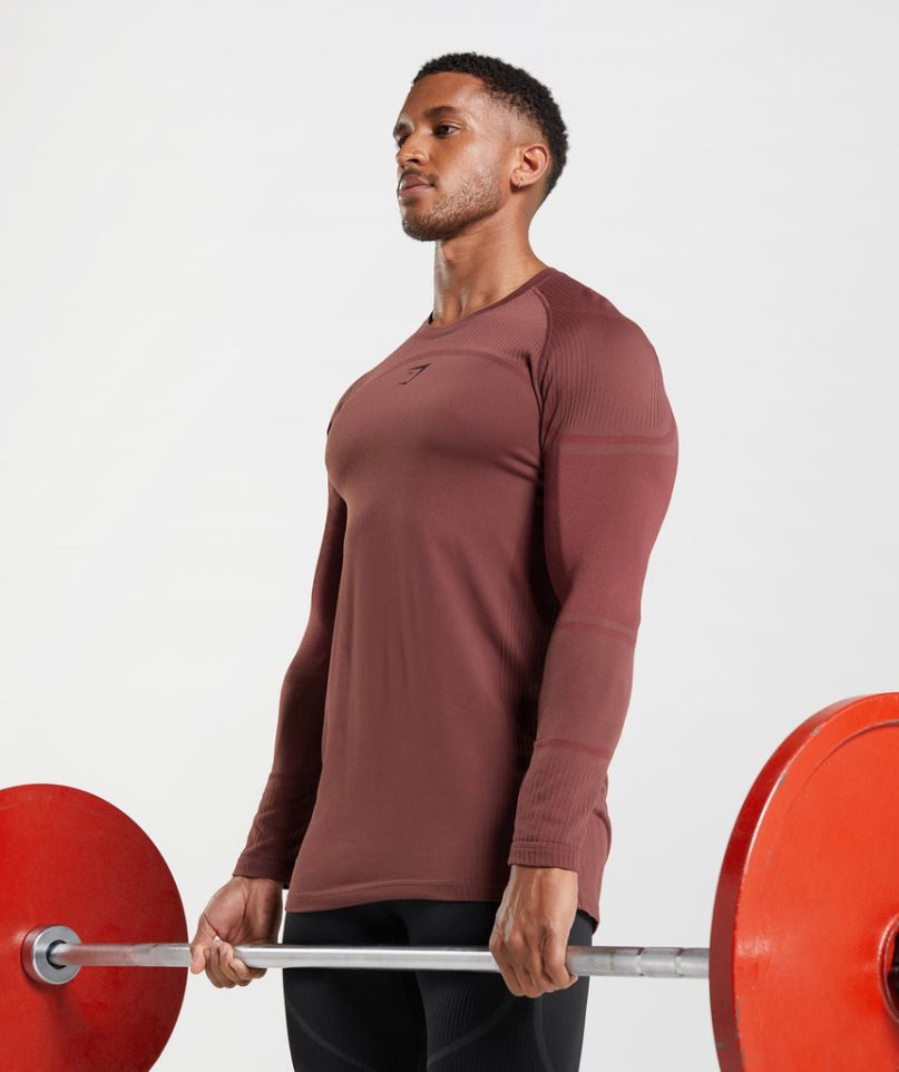 Camiseta Gymshark 315 Long Sleeve Hombre Marrones | ES0564-GI