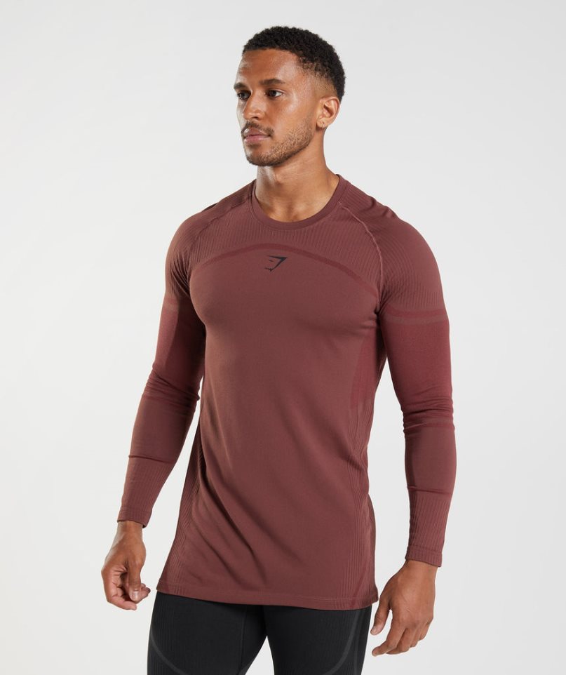 Camiseta Gymshark 315 Long Sleeve Hombre Marrones | ES0564-GI