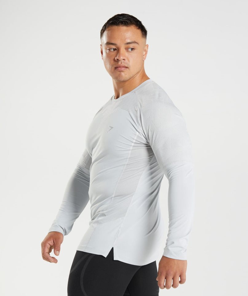 Camiseta Gymshark 315 Long Sleeve Hombre Gris Claro | ES0867-TB