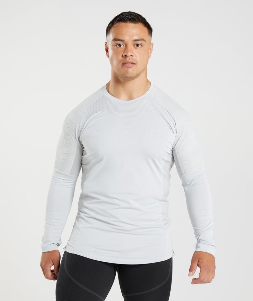 Camiseta Gymshark 315 Long Sleeve Hombre Gris Claro | ES0867-TB