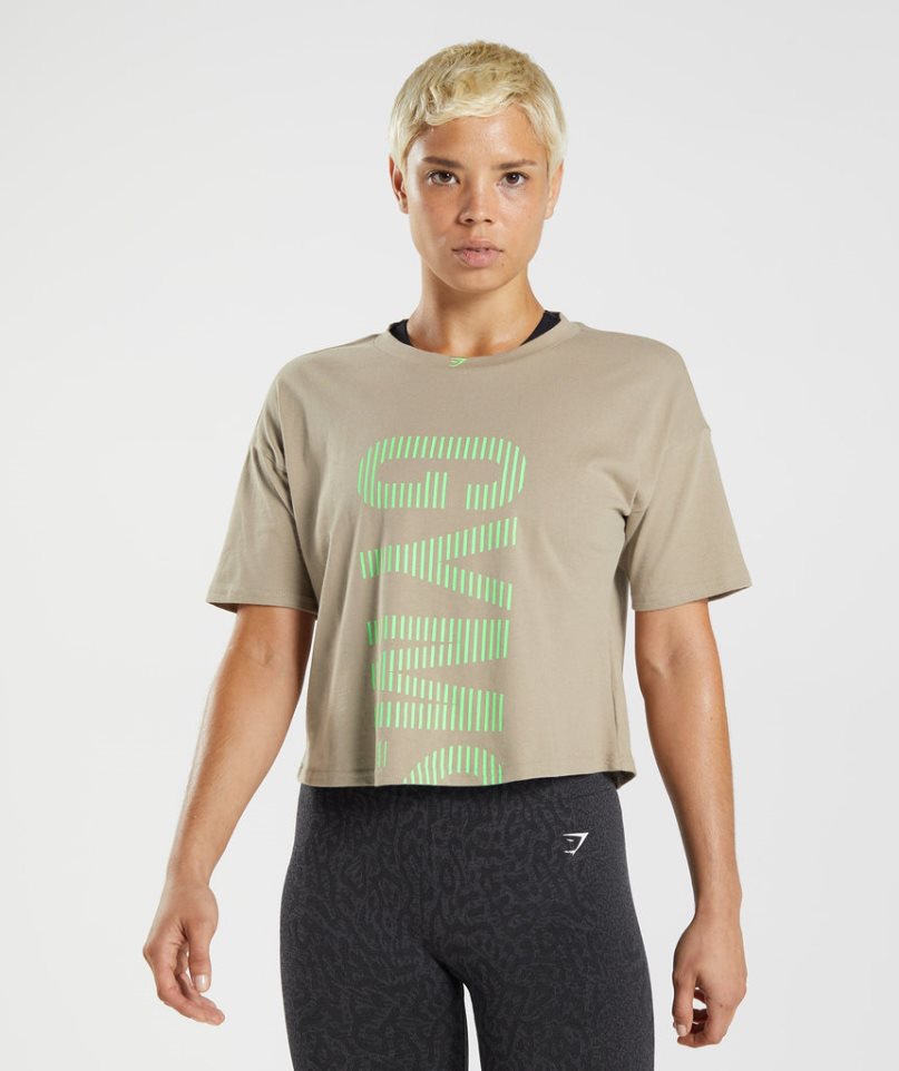 Camiseta Gymshark 315 Midi Mujer Kaki | ES1953-SA