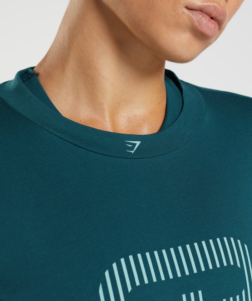 Camiseta Gymshark 315 Midi Mujer Turquesa | ES5478-YI