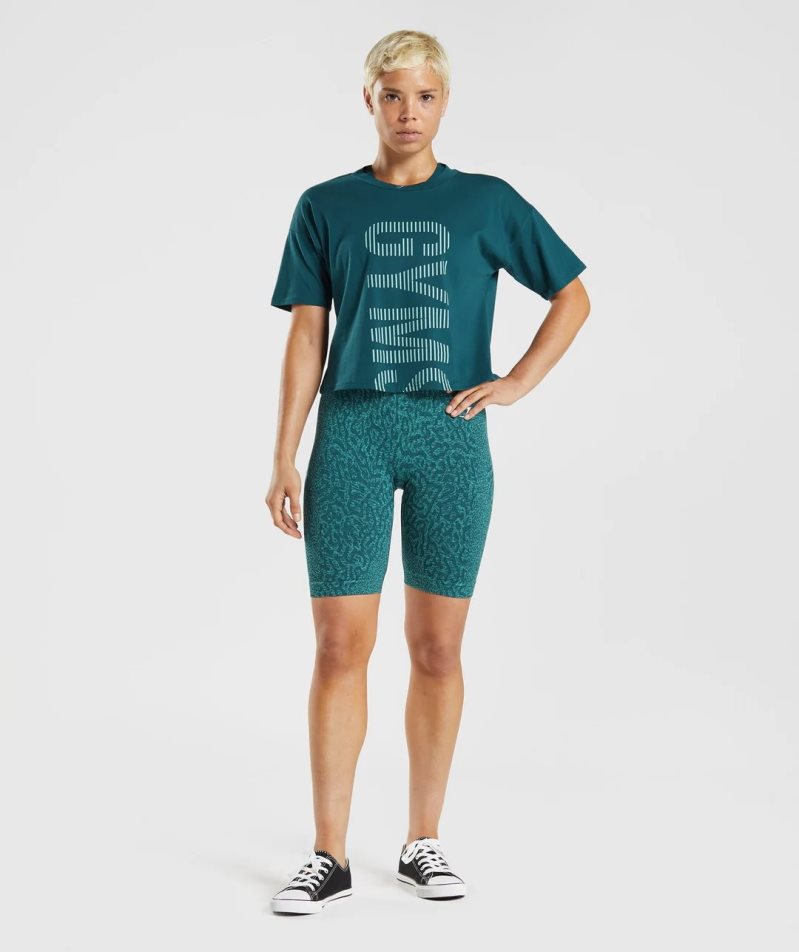 Camiseta Gymshark 315 Midi Mujer Turquesa | ES5478-YI