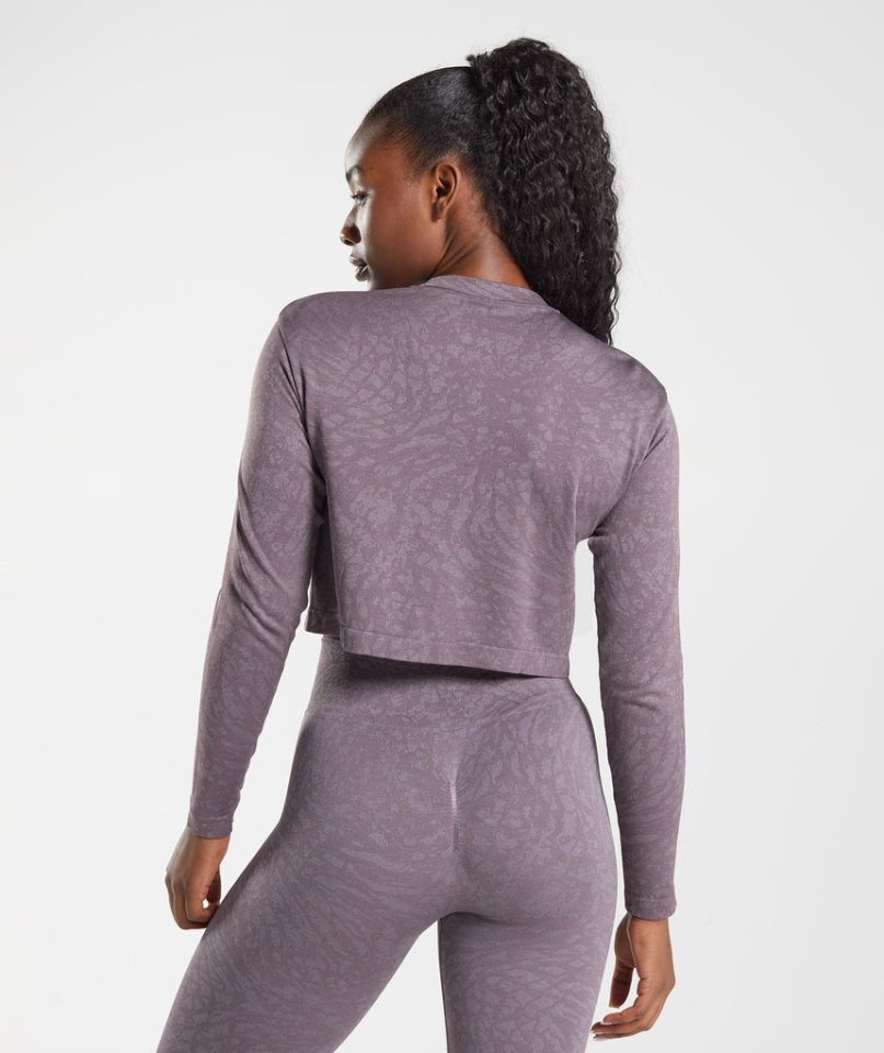 Camiseta Gymshark Adapt Animal Seamless Long Sleeve Top Mujer Moradas | ES2460-ZC