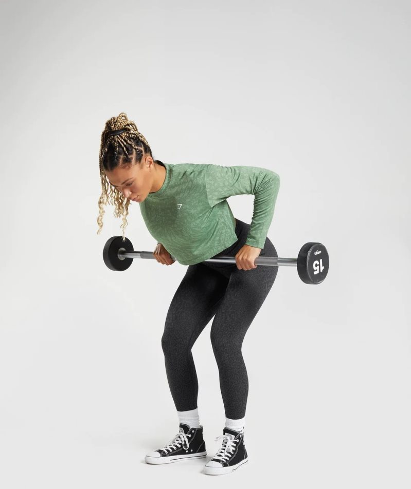 Camiseta Gymshark Adapt Animal Seamless Long Sleeve Top Mujer Verde | ES4253-RK