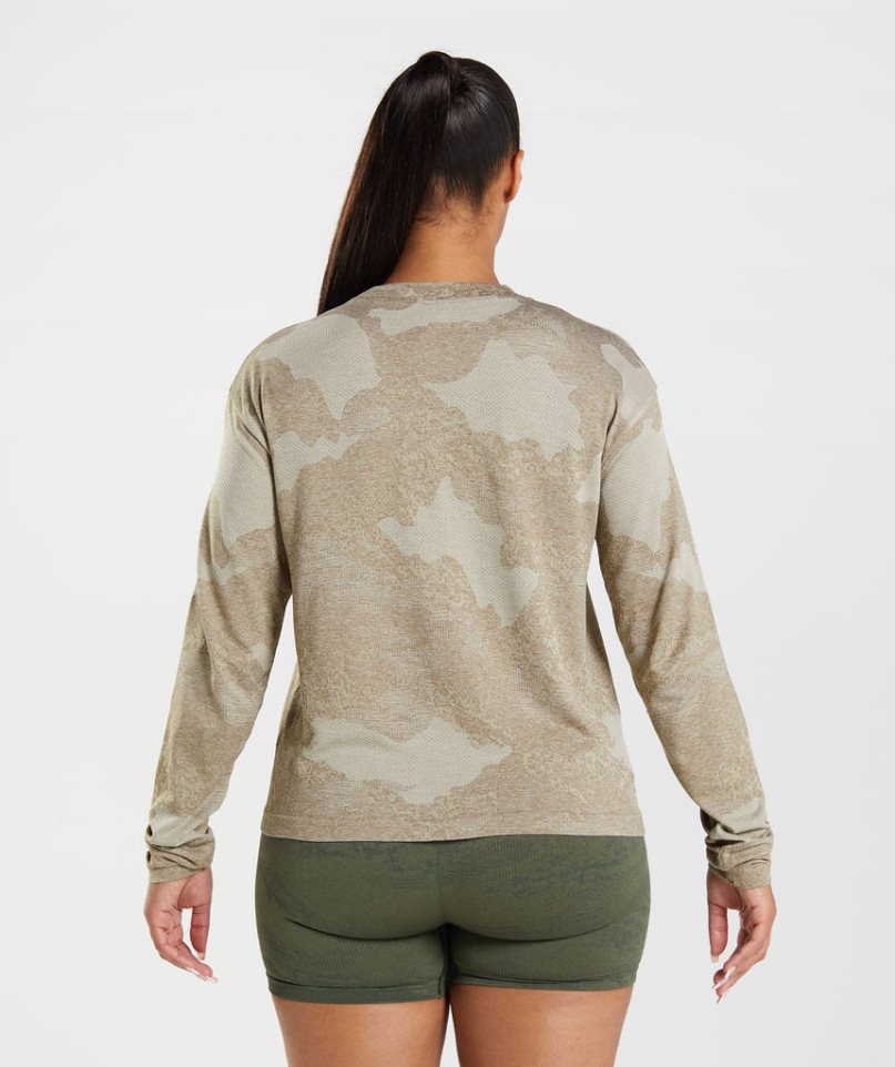 Camiseta Gymshark Adapt Camo Seamless Long Sleeve Top Mujer Gris | ES3642-EA