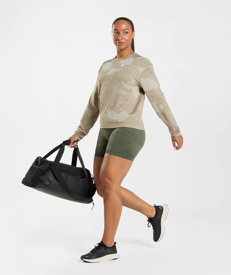 Camiseta Gymshark Adapt Camo Seamless Long Sleeve Top Mujer Gris | ES3642-EA