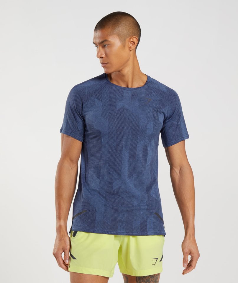 Camiseta Gymshark Apex Hombre Azules | ES1503-UN