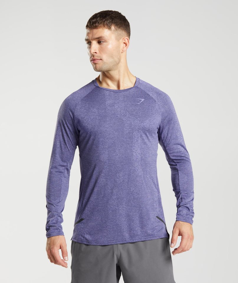 Camiseta Gymshark Apex Long Sleeve Hombre Moradas | ES2078-SJ