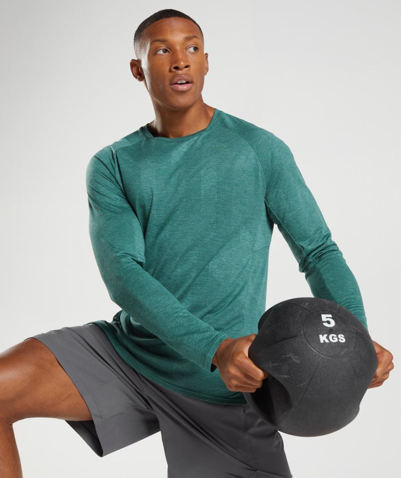 Camiseta Gymshark Apex Long Sleeve Hombre Verde | ES5231-WG