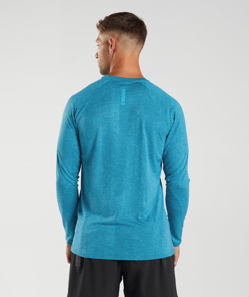 Camiseta Gymshark Apex Long Sleeve Hombre Turquesa | ES8127-PT